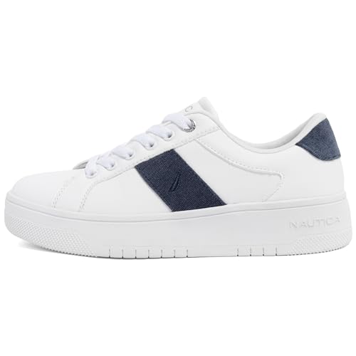 Image of Nautica Women's Court Sneaker - Casual Fashion Lace-Up Low Top Walking Shoes with Comfort Cushion Footbed, Lightweight Everyday Tennis Sneakers
