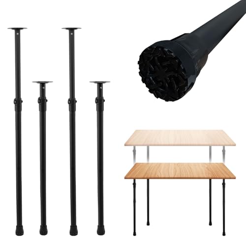 Frebuta Premade Round Metal Desk Legs 17 to 44nch Telescoping Round Office Table Legs Heavy Duty Set of 4 Stainless Steel Tube Portable DIY Furniture Screw in Table Legs Sturdy (31-44in)