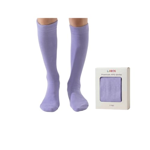 Lairos AFO Socks for Kids - 90% Cotton Highly Stretchy No Threads Inside Solid Colors & Prints