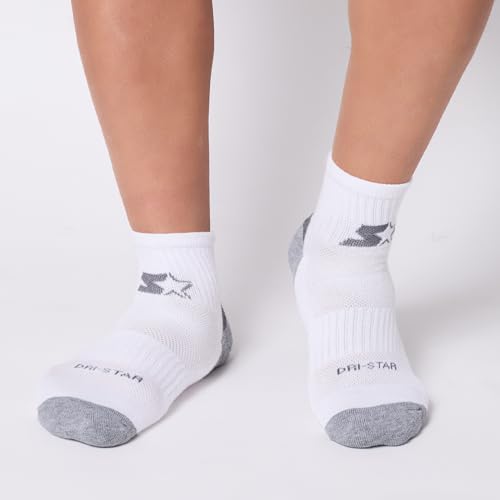 STARTER DRI-Fit Quarter Ankle Socks Men 10 Pack, Athletic Ankle Socks Men | Arch Support, Half-Cushioned Sole, Size 6-123