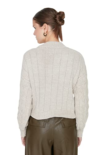 TRENDYOL Damen Regular Fit Basic Stehkragen Strickpullover Sweatshirt - Image 6