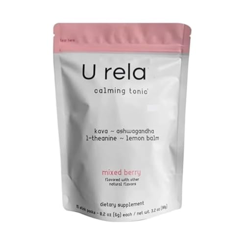U-Relax Cal.ming Drink Mix – Mixed Berry Relaxation Powder, Stress Relief & Mood Support Formula –3.2 oz 15 Single-Serve Packets