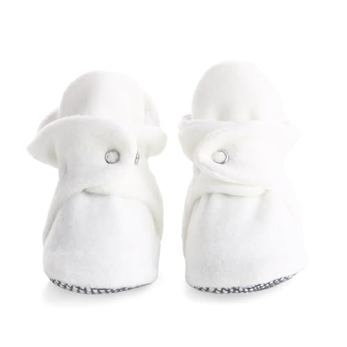 Ella Bonna Botines de forro polar con parte inferior antideslizante, flexibles, para bebés, niños, niñas, niños pequeños, Blanco, 6-12 meses
