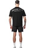 Satire Gym - Pump Cover Gym Shirt męska oversize - sportowa koszulka męska dla kulturystów - koszulka fitness jako osłona z pompką do kulturystyki, Czarny Sgm Powerlifting, S