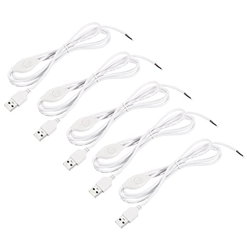 Tool parts 5pcs Lamp Cord Dimmer DC 5V ON/Off USB Single Color Light Dimming Switch - White