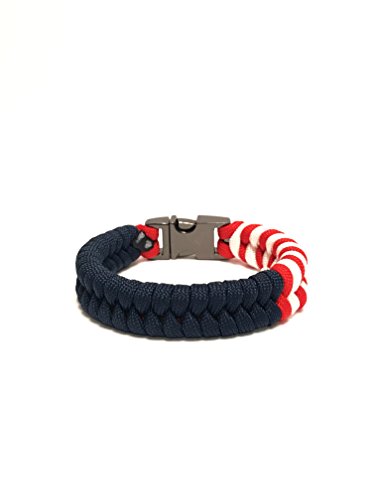 Tru550 USA American Flag Mens Jewelry Paracord Survival Bracelet with Metal Buckle (Size 8.5) - Image 4