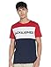 Jack & Jones JJELOGO Blocking Tee SS Noos T-Shirt, Tango Rouge/Coupe : Coupe ajustée, L Homme