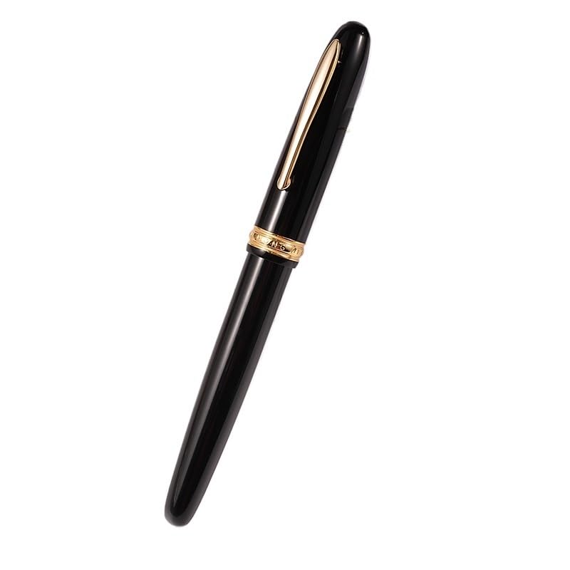 Pluma estilográfica de metal vintage de alta calidad, caligrafía de negocios, tinta de escritura suave, bolígrafo de regalo (negro, EF)