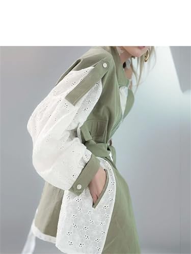 Trench en dentelle haut de gamme avec patchwork ajouré et finitions couture