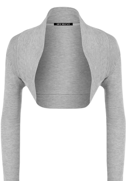 Image of Women's New Long Sleeve Bolero Shrug - Plain Open-Front Bolero Cardigan Top