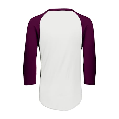 Camiseta de béisbol Augusta Sportswear para hombre - Cuello redondo, manga 3/4, mezcla suave de algodón para práctica y juego miniatura 3
