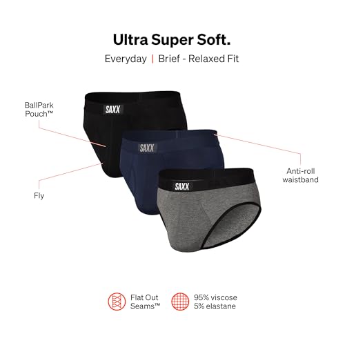 SAXX Underwear Co. Men's Underwear with Pouch Ultra Super Soft Brief Fly 3Pk2