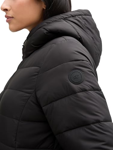TOM TAILOR Denim Puffer-Jacke mit verschließbarem Stehkragen, deep black, S