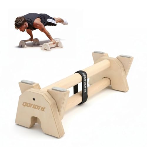 Gorletic - Soporte para flexiones, Paralelas de Calistenia, barra de madera haya, 42CM Entrenamiento en parque, (Octogonal)