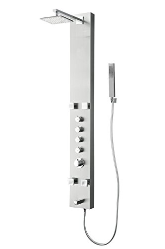 Blue Ocean 59” Stainless Steel SPS8819 Thermostatic Shower Panel with Rainfall Shower Head