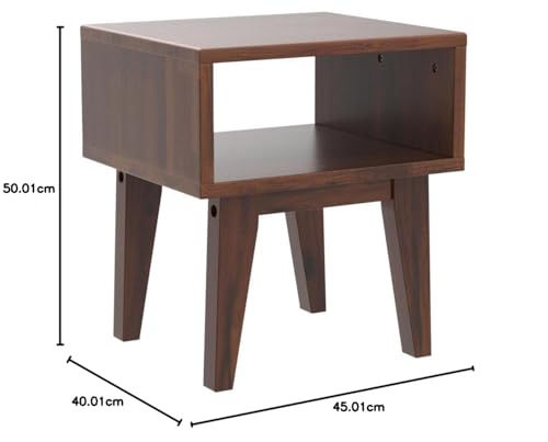 Image of Acacia Serena Nightstand Solid Wood Nightstand with Open Storage Shelf, Wood Bedside Table, Night Stands for Bedroom - Chocolate