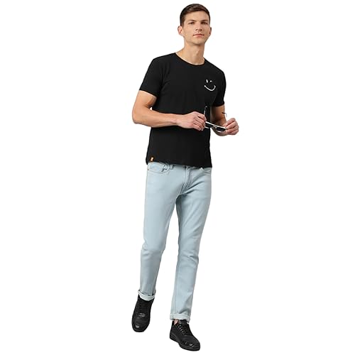 Image of Thomas Scott Men's | Solid | Half Sleeve | Slim Fit | 100% Cotton | Round Neck | Casual Tshirt