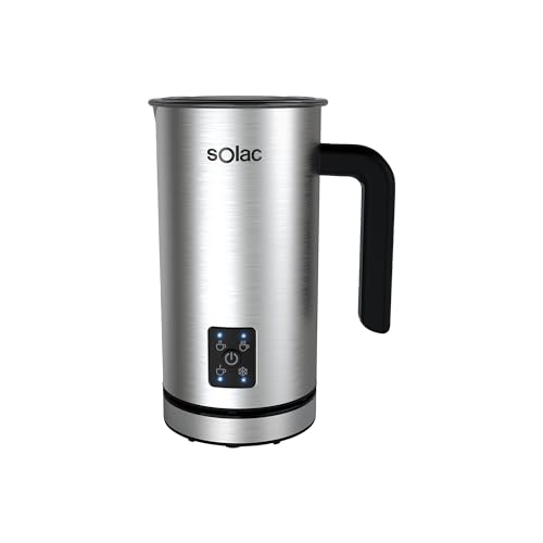 Solac Pro Foam - Espumador de leche de acero inoxidable y mezclador de chocolate caliente, metal y negro, SPF500, 17 onzas