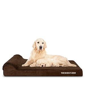 The Dog’s Bed Orthopedic Headrest Dog Bed XL Brown Plush 46×28, Memory Foam, Pain Relief for Arthritis, Hip & Elbow Dysplasia, Post Surgery, Lameness, Veterinary Approved, Waterproof Washable Cover
