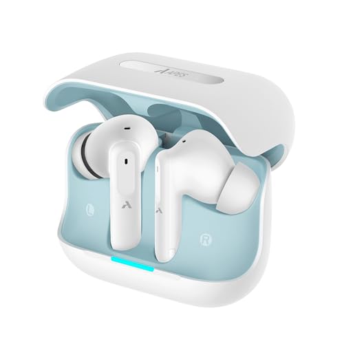 Image of APES SonicPods Wireless Bluetooth Earbuds, 13mm Drivers, 24Hrs Playtime, ANC and ENC (White)