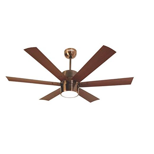 Halonix Hexa Antique 1200mm Ceiling Fan with Built-in 6 Colour LED Light and Remote (Brown)
