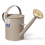 LIVLIG Regadera 10 litros 2 Asas – Jardín con Doble Asa y Alcachofa Desmontable de Latón, Beige