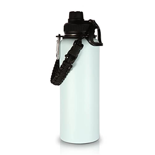 Volhoply 40 oz Insulated Water Bottles Paracord Handle, Stainless Steel Sports Bottle with Spout Lid, Double Wall Vacuum Metal Water Thermos with Wide Mouth, Reusable Water Cup for Adults(Fog, 1 Set)