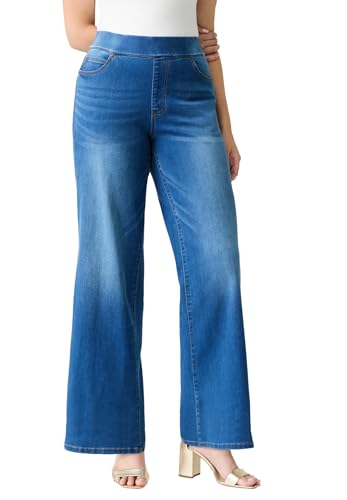 Roaman's Women's Plus Size Tall Plus Size 360&Deg; Stretch Wide Leg Jean