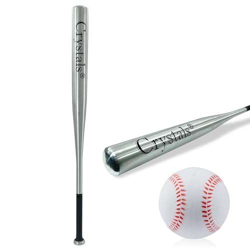 Crystals 32-Inch Aluminium Baseball Bat Heavy Duty Metal Bat for Adults & Teens Outdoor Sports Equipment (Silver)