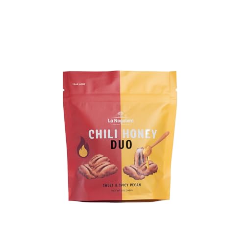 Image of Chili Honey Duo Pecans 5 oz - Sweet & Spicy Pecan Snack Mix with Real Honey & Habanero - Crunchy Fried Pecans by La Nogalera
