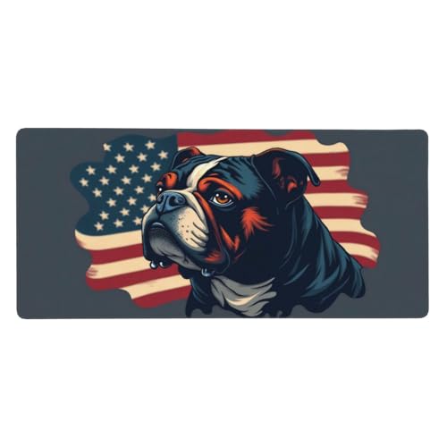 Tapis de souris de jeu bouledogue bleu rétro avec bords cousus durables