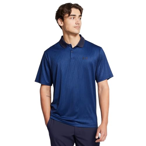 Image of Under Armour Mens Matchplay Printed Polo Blue