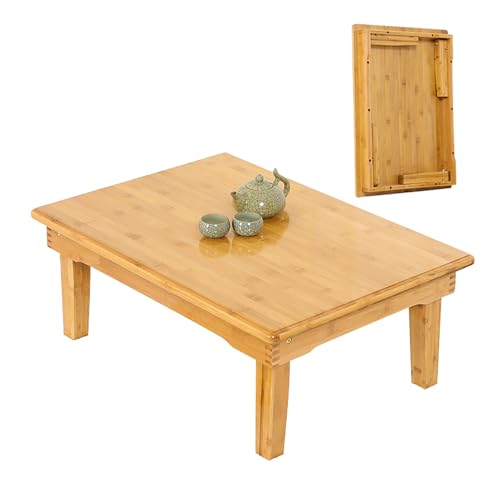 Mesa plegable japonesa Kotatsu, mesa de café y comedor de perfil bajo para sentarse en casa, oficina, café, meditación, diseño que ahorra espacio para sala de estar y decoración de granja