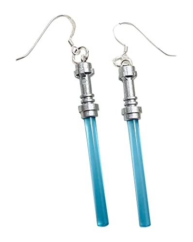 Generic Compatible With Star Wars Lightsaber Handmade Earrings Jewelry Sterling Silver Hooks Jedi Light Blue Christmas Or Birthday Party Gift Stocking Stuffer For Teen Girls Or Women