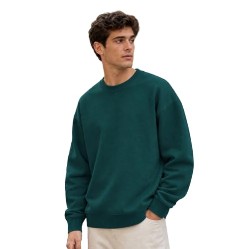 Image of Nobero Oversized Sweatshirts for Man Stylish Crew Neck | 280 GSM Rich Cotton Fleece Solid Oversized Fit Full Sleeve Sweatshirt for Men | Stylish Casual Wear Winter Sweatshirt for Men