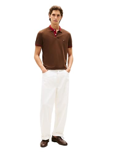 Image of Tommy Hilfiger Men's Short Sleeve Casual Polo Shirts in Regular Fit with Stretch and Contrast Collar Designs