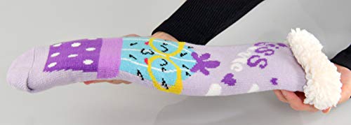 Image of LilGift ARAD Fluffy Thermal Sherpa Slipper Socks-Themed Socks-Cactus Kiss Me