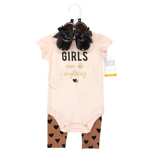 Image of Hudson Baby Unisex Baby Cotton Bodysuit, Pant and Shoe Set