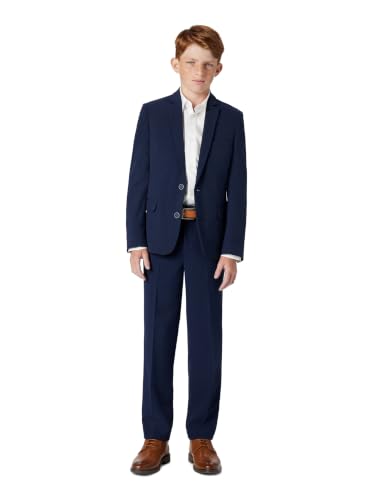 Image of Calvin Klein Boys Flat-Front Bi-Stretch Dress Pant, Straight Leg Fit, Belt Loops & Front Pockets