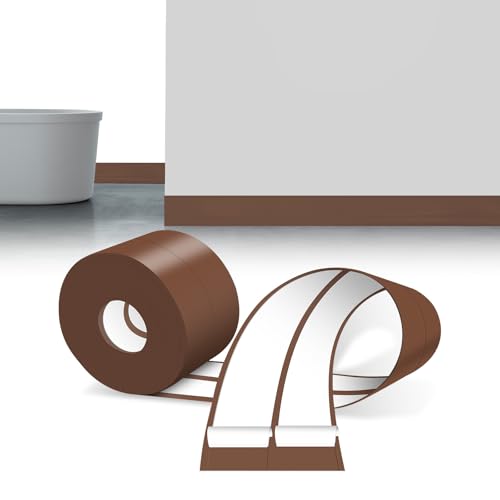 LIHIQIYA Zócalo blando autoadhesivo de 6 m, color marrón, autoadhesivo, 50 x 20 mm, barra de terminación de PVC, flexible, para baño, cocina, baño