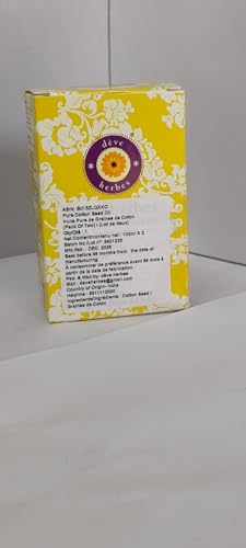 Image of Deve Herbes Pure Cotton Seed Oil (Gossypium spp) | Cold Pressed | Natural | Undiluted | For Diluting Essential Oils | For Skin & Massage | Men & Women | 100ml X 2
