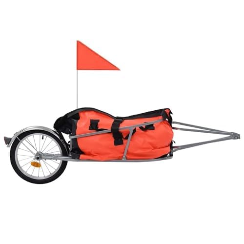 Remolque de bicicleta individual con forro de lona resistente para transporte de equipaje