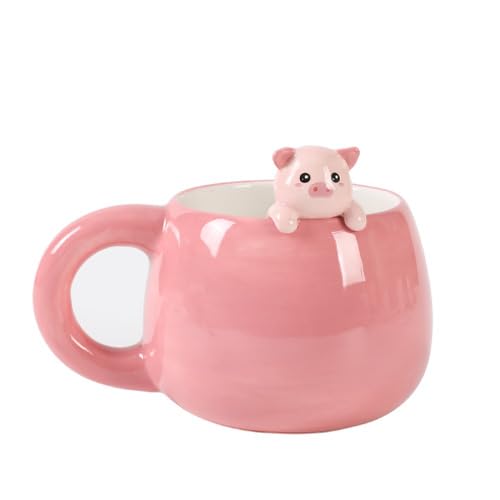 I-TOTAL® - Taza de cerámica con animales de cerámica en el borde, taza para té o...
