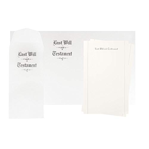 Last Will and Testament Stationery Kit (Bright White Pebble Finish Stock Black Ink, 8-1/2" x 14" Legal)