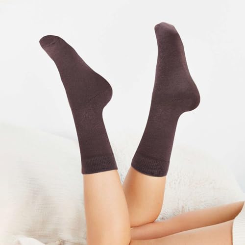 Image of Women's Premium Combed Cotton Socks - Soft Above Ankle Crew Socks for Women, Durable Comfortable Cotton Blend, Pack of 5 Pairs, Size 6-12, Ideal for Daily Wear