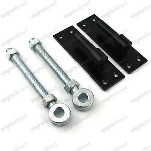 Wyre Direct 2 Black Wrought Iron Gate Hinge Brackets 16mm Pin 16mm X 150mm Eye Bolts