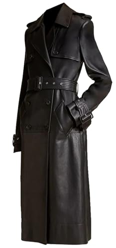 Classic Long Trench Coat - Genuine Leather Full Length Outerwear for Timeless Style2