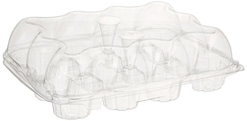 Oasis Supply 12-Compartment Hinged High Dome Clear Cupcake Container, Clear, 6-Pack