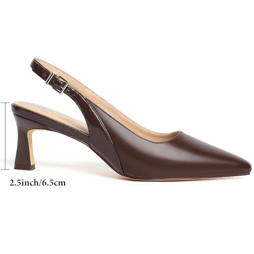 Image of Mostrin Kitten Heels for Women Slingback Pointed Closed Toe Heels Women's Pumps Shoes for Wedding, Party, Commuting