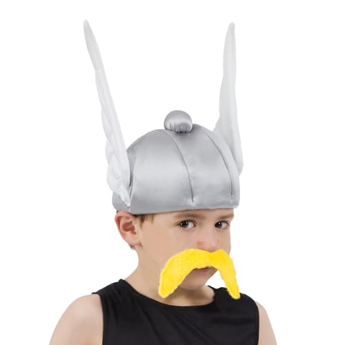 Chaks - Capacete de astérix, capacete de tecido com asas brancas, astérix e obélix, acessórios de disfarces para carnaval & Comic Con